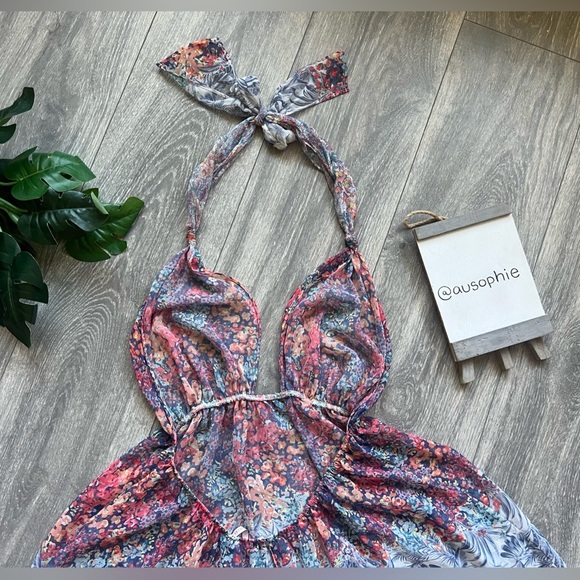 Victoria’s Secret Sheer Floral Lace Trim Kimono & Halter Dress Set Sz M & M / L - Picture 7 of 16